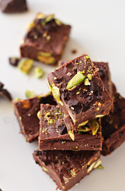 Dark Chocolate Pistachio Fudge