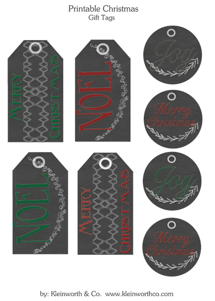 free printable gift tags from Kleinworthco.com