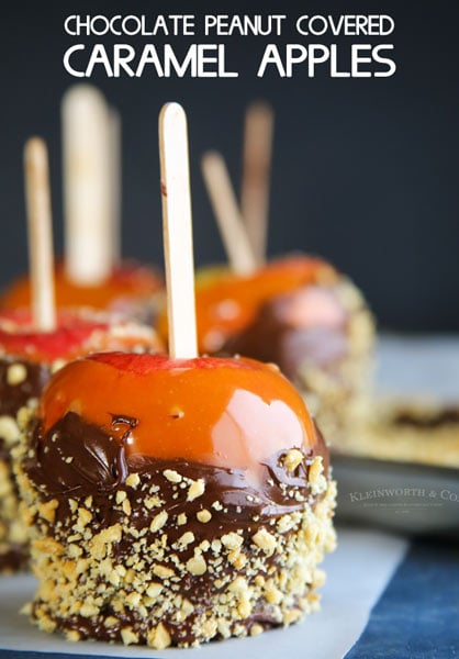 Chocolate Peanut Covered Caramel Apples