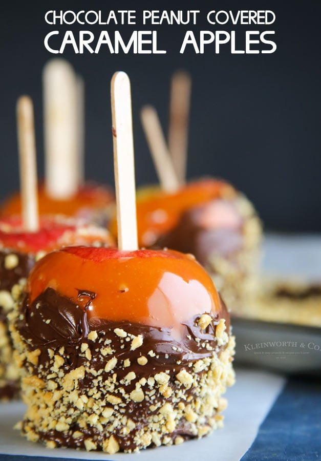 Chocolate Peanut Covered Caramel Apples