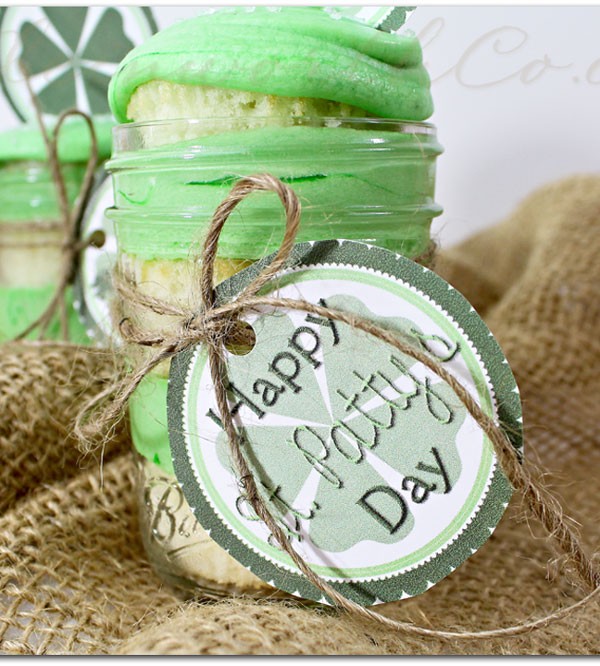 St. Patty's Day Cupcake Jars & Free Printable