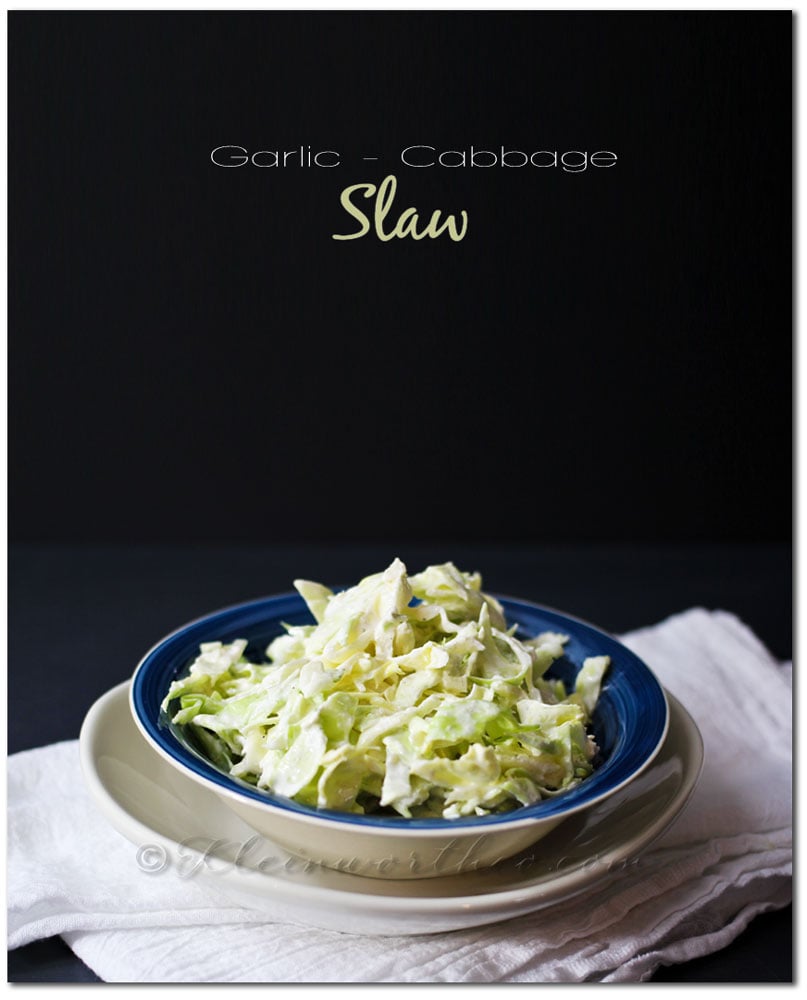 Garlic Cabbage Slaw {Recipe}, garlic recipes, side dishes, summer pot luck