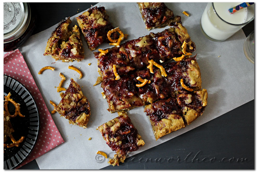 Blackberry Marmalade Pretzel Blondies