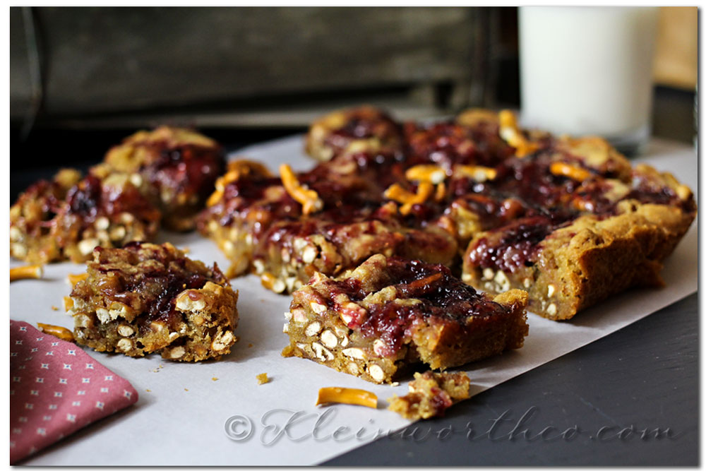 Blackberry Marmalade Pretzel Blondies