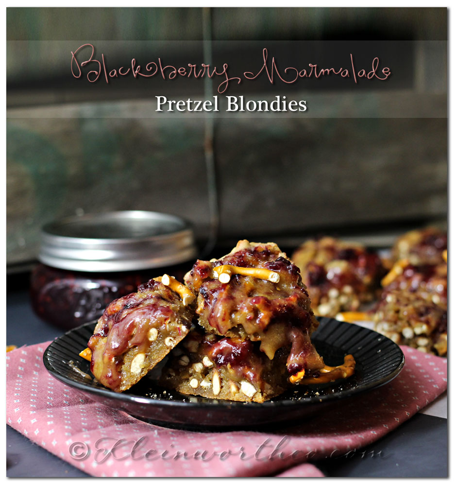 Blackberry Marmalade Pretzel Blondies