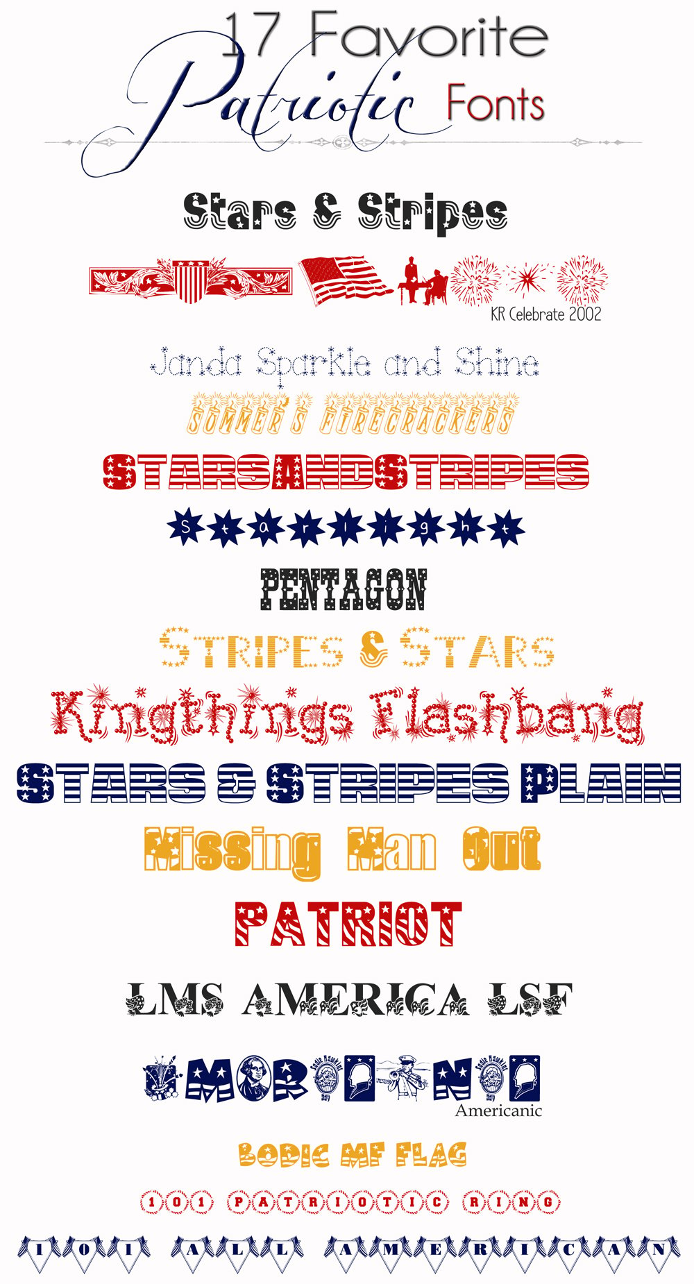 17 favorite patriotic fonts, patriotic fonts, Memorial Day, 4th of July
