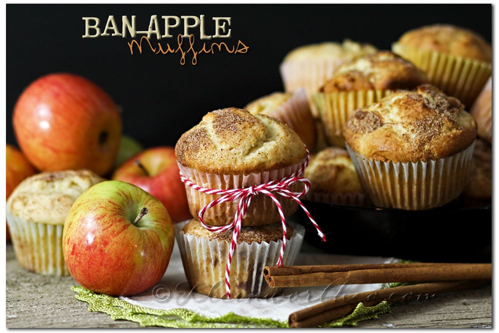 Ban-Apple Muffins & #Lactaid , banana muffins, apple muffins, breakfast muffins, recipe