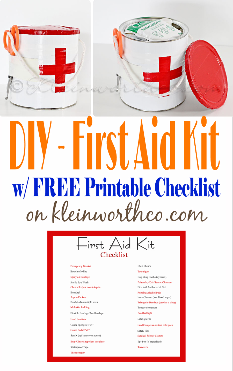 First Aid Kit and Printable Checklist