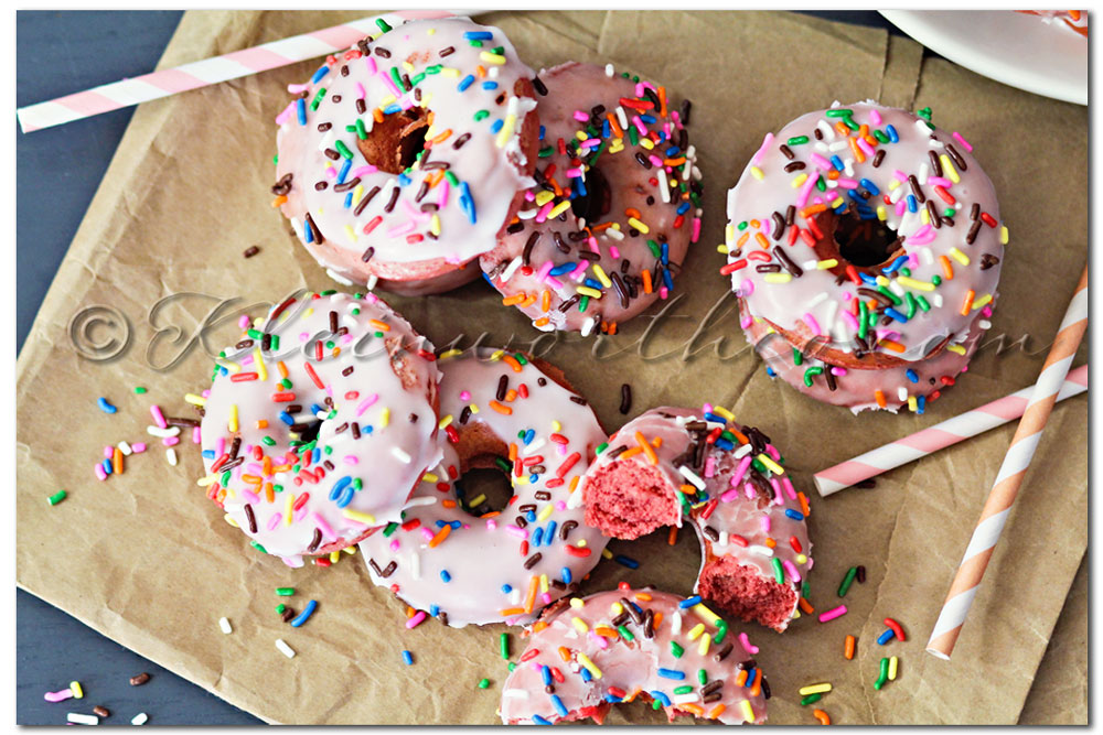 Pink Velvet Funfetti Donuts