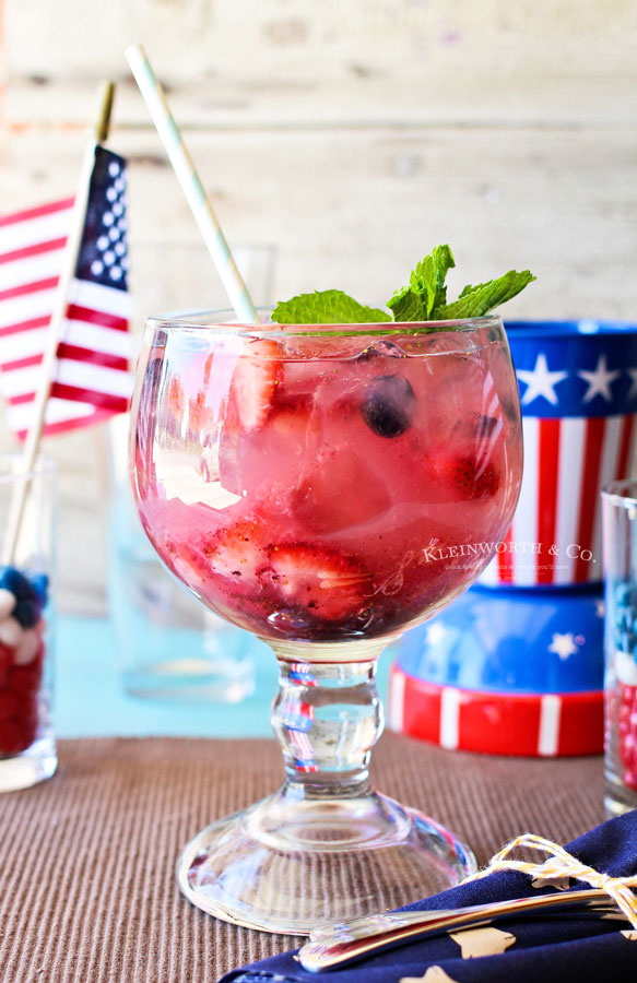 Red White and Blue holiday drink