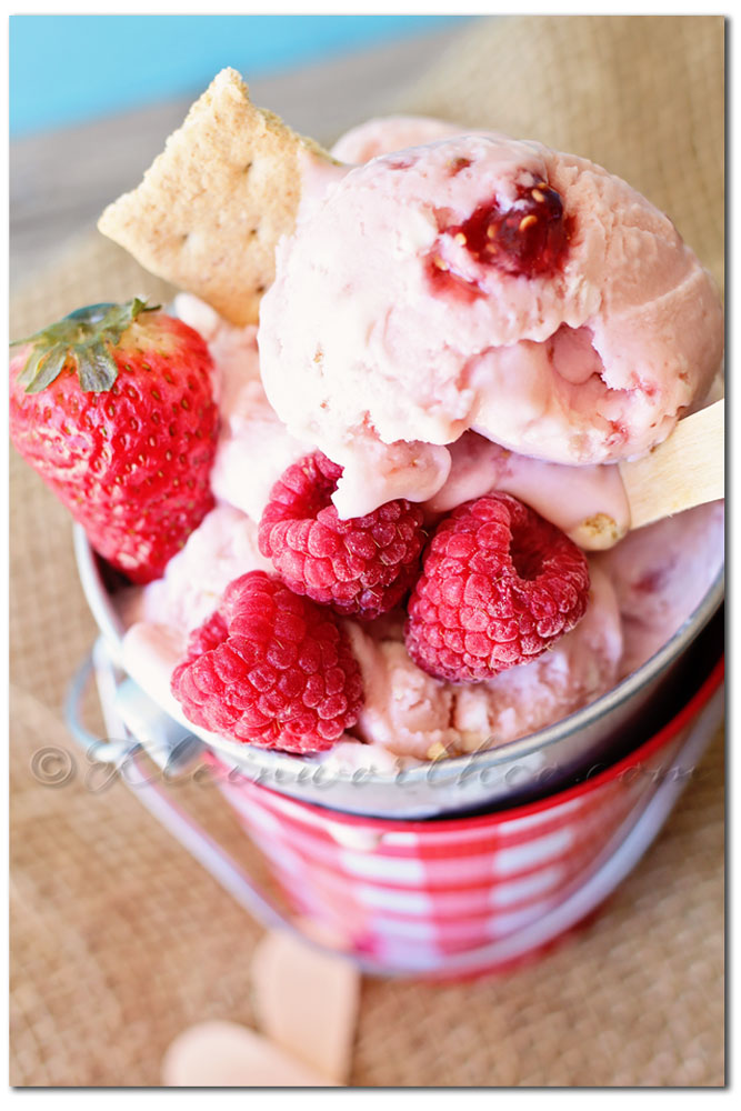 Double Berry Cheesecake Frozen Yogurt is a simple berry packed homemade frozen dessert that the whole family will love all summer long.