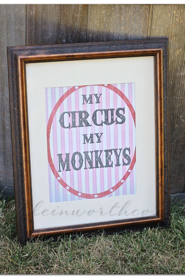 free printable, My Circus My Monkeys Printable