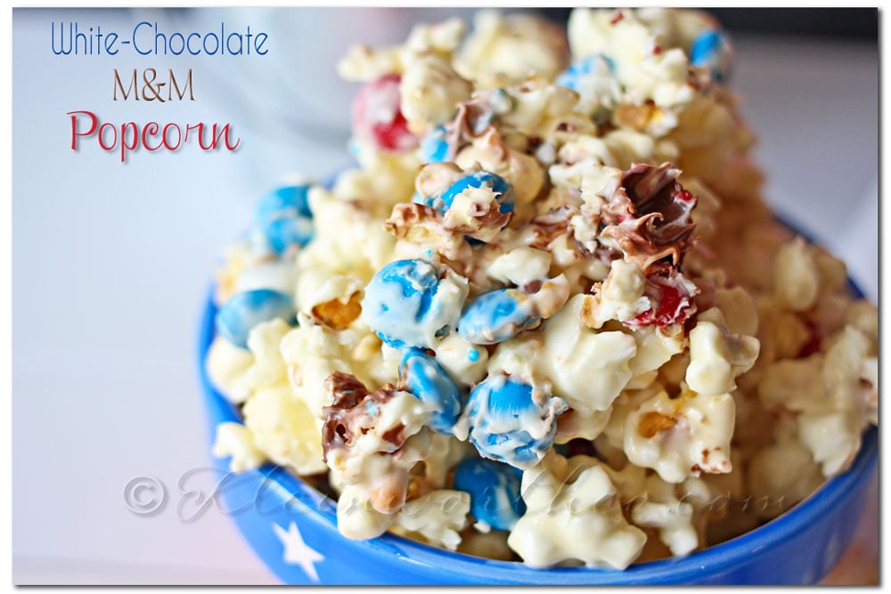 White Chocolate M&M Popcorn