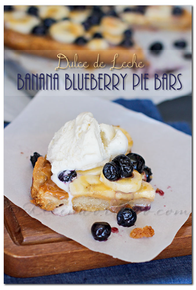 Dulce de Leche Banana Blueberry Pie Bars, gluten free crust, slow cooker recipe