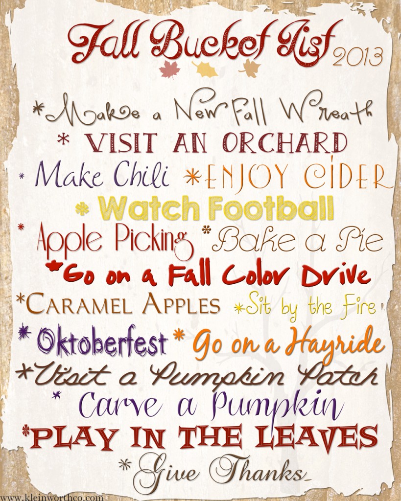 fall bucket list 2013 W