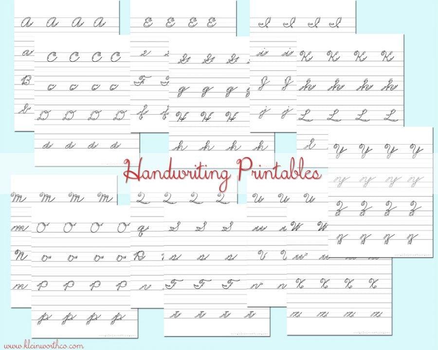 Cursive Handwriting Practice Sheets