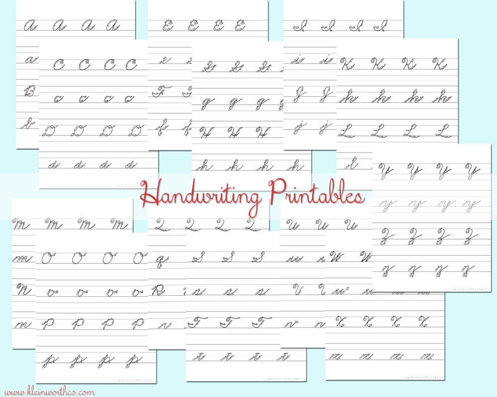 Cursive Handwriting Practice Sheets