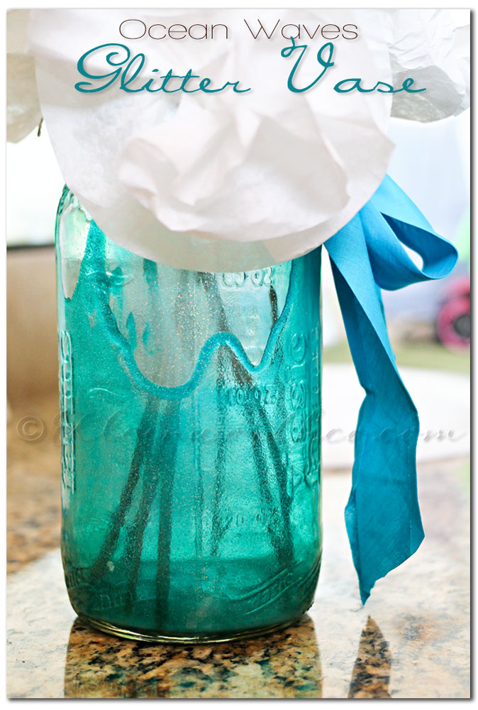 Ocean Waves Glitter Vase