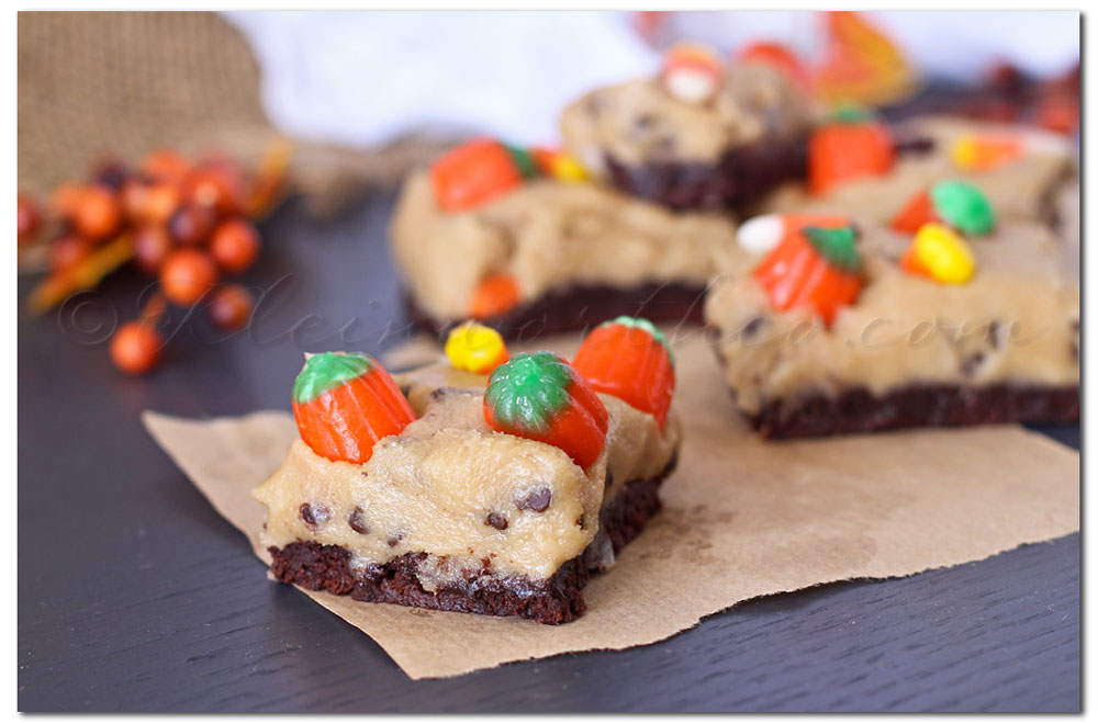 Candy Corn Cookie Dough Brownies