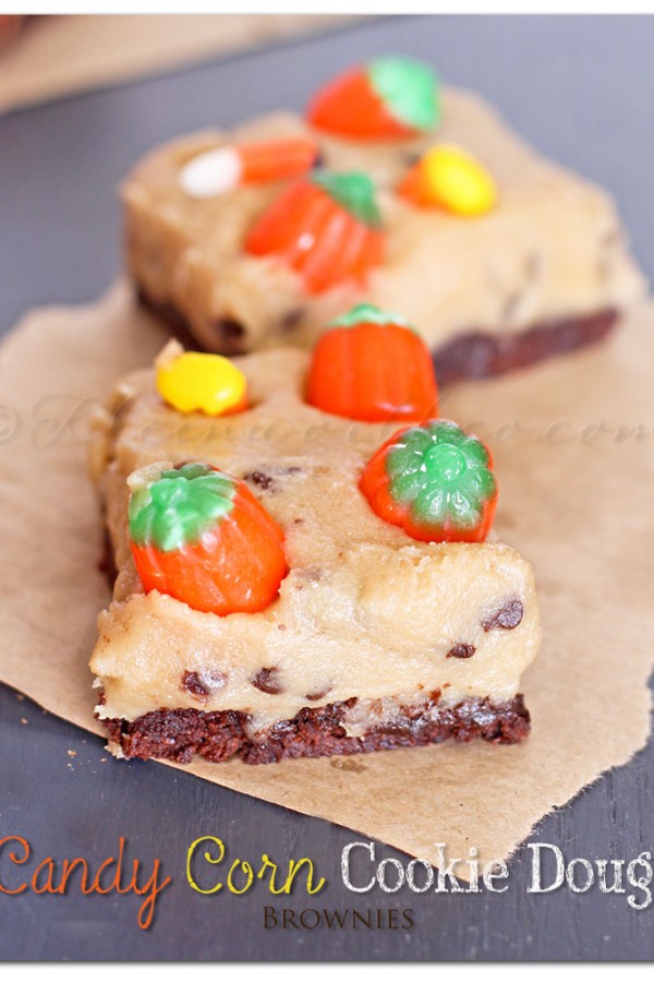 Candy Corn Cookie Dough Brownies