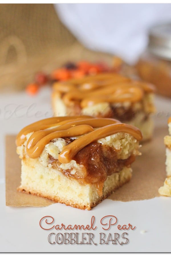 Caramel Pear Cobbler Bars