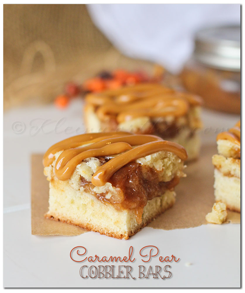 Caramel Pear Cobbler Bars