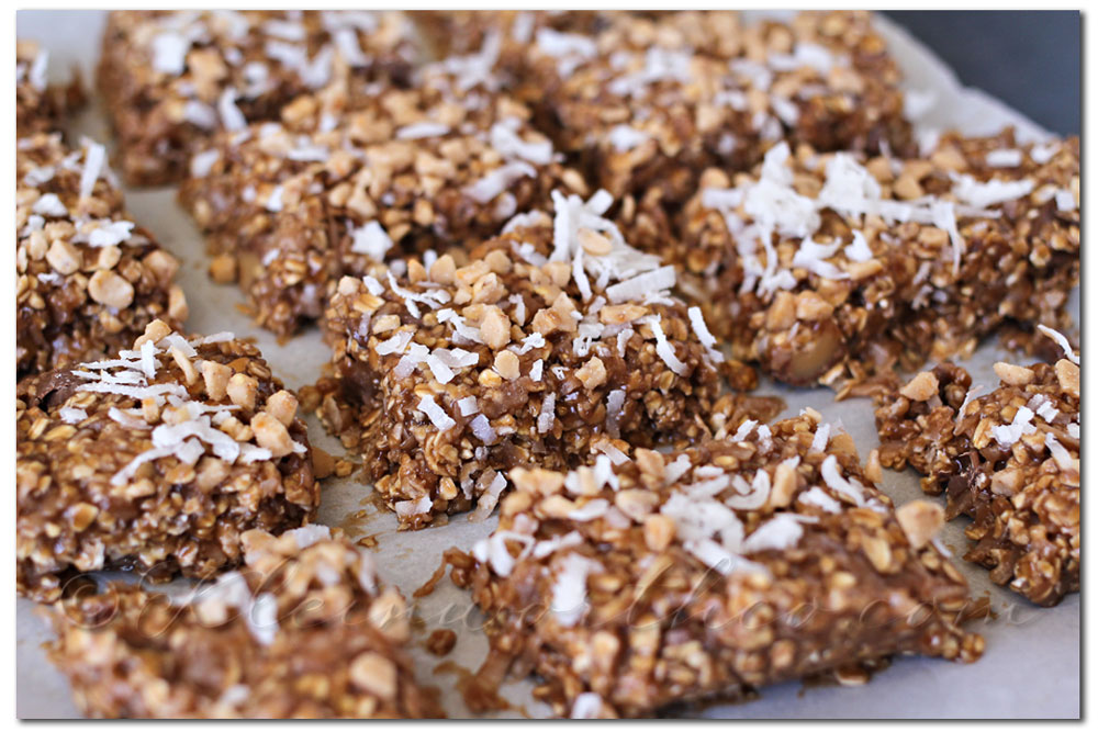 Cookie Butter Rolo Oat Bars, no bake treats, quick desserts 