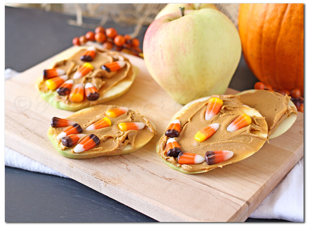 Jack-o'-Lantern Candy Corn Apples