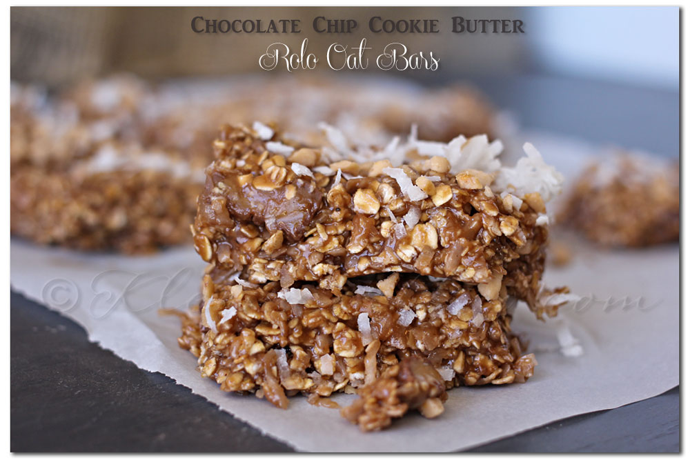 cookie-butter-rolo-oat-bars, no bake treats, quick desserts