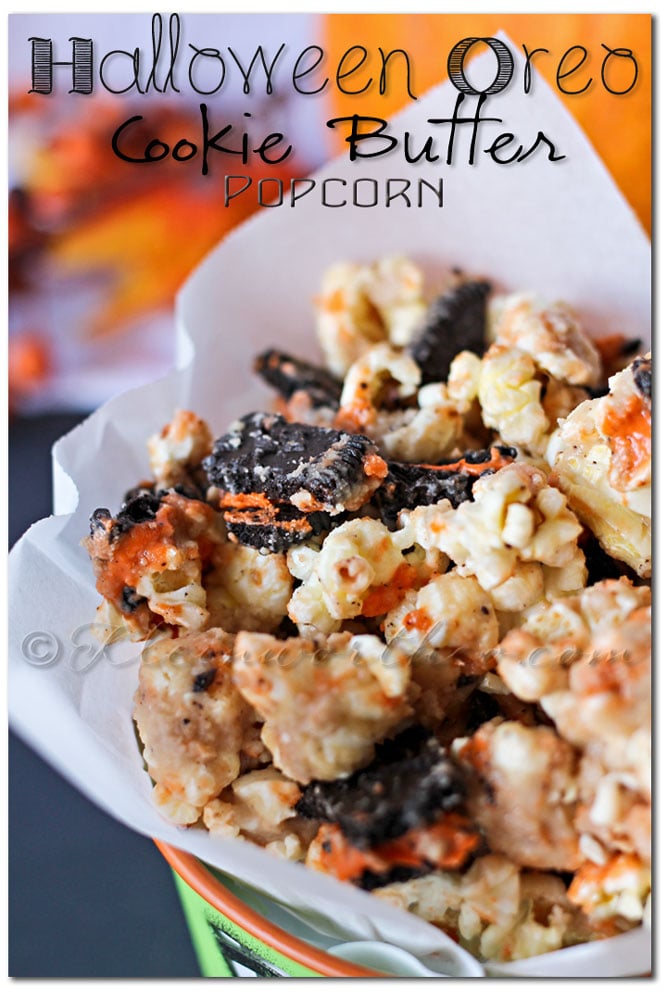 halloween-oreo-popcorn, Halloween Oreo Cookie Butter Popcorn
