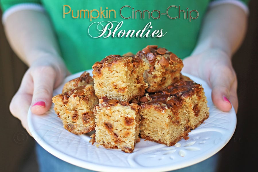 Pumpkin Cinnamon Chip Blondies by kleinworthco.com Yum!