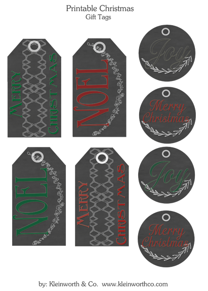 free printable gift tags from Kleinworthco.com