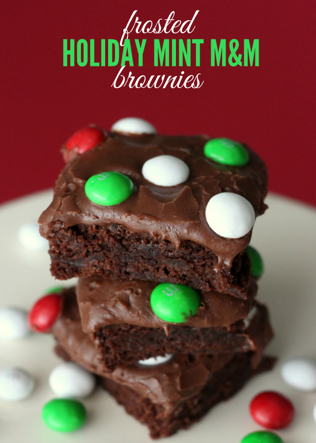 Frosted Holiday Mint M&M Brownies