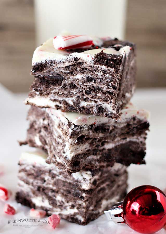 No Bake Peppermint Oreo Bars recipe