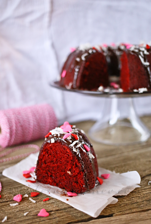 Red Velvet Bundt Cake w/ Kahlua Ganache