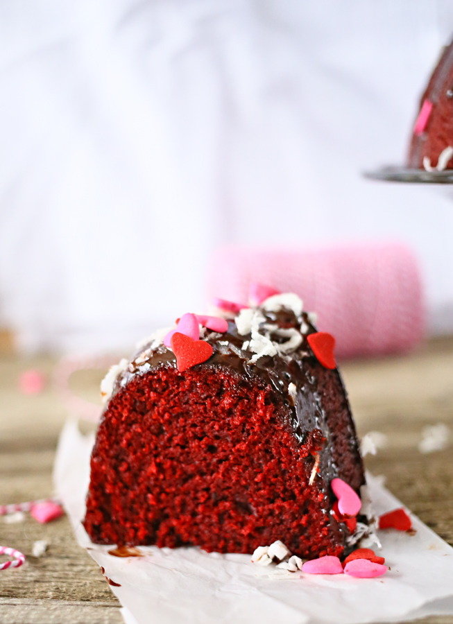 Red Velvet Bundt Cake w/ Kahlua Ganache