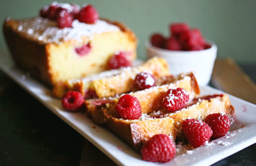 Raspberry White Chocolate Pound Cake Recipe from Kleinworth & Co. www.kleinworthco.com