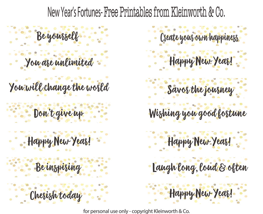 Fortunes New Year Printable Kleinworth & Co