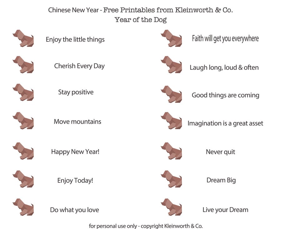 Fortunes New Year Printable Kleinworth & Co