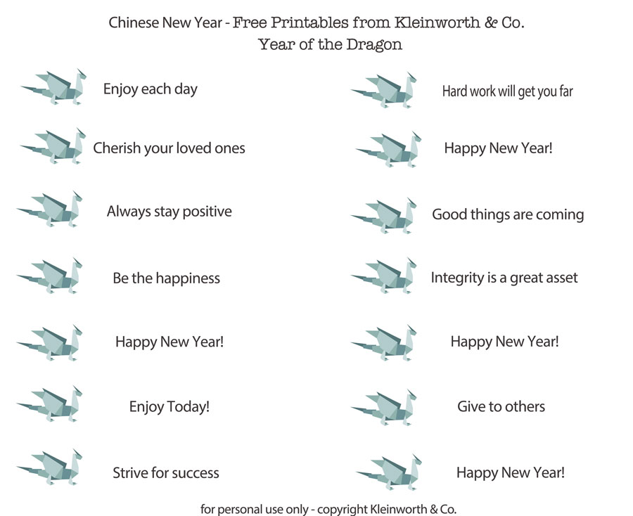 Fortunes New Year Printable Kleinworth & Co