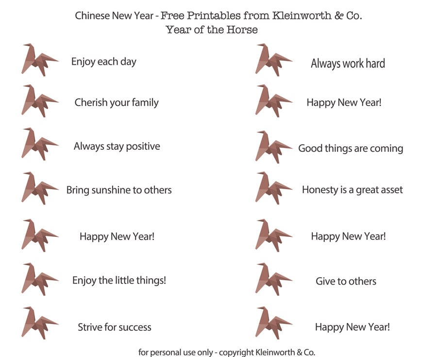 Fortunes New Year Printable Kleinworth & Co