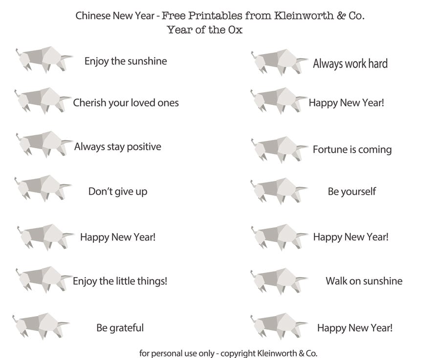 Fortunes New Year Printable Kleinworth & Co