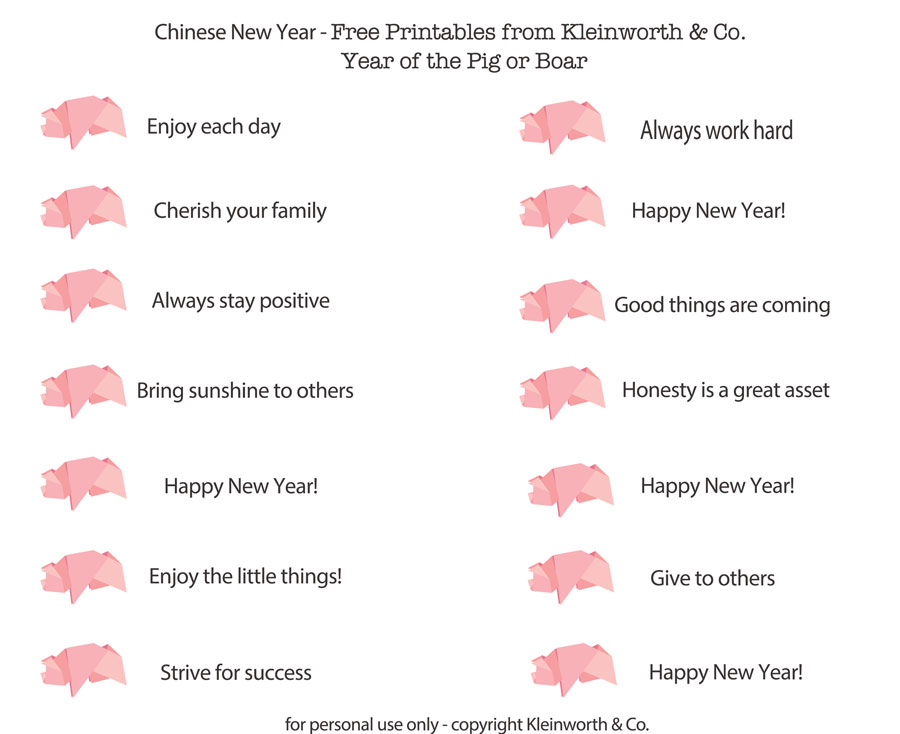 Fortunes New Year Printable Kleinworth & Co