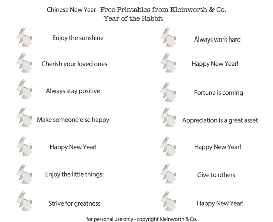 Fortunes New Year Printable Kleinworth & Co