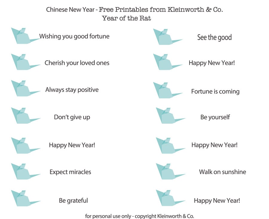 Fortunes New Year Printable Kleinworth & Co