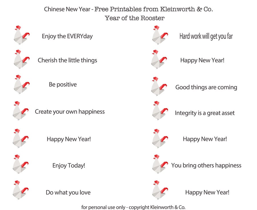 Fortunes New Year Printable Kleinworth & Co