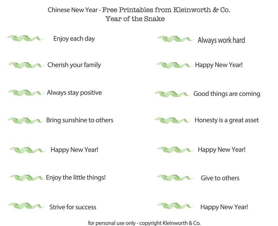 Fortunes New Year Printable Kleinworth & Co