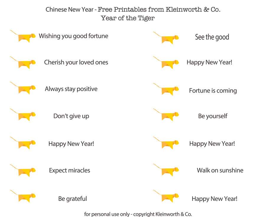 Fortunes New Year Printable Kleinworth & Co