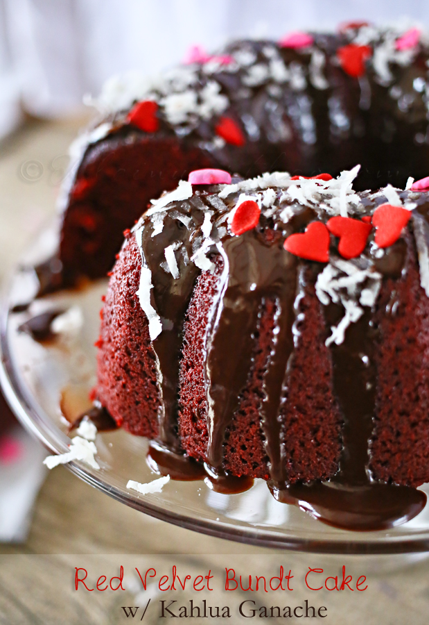 Red Velvet Bundt Cake w/ Kahlua Ganache