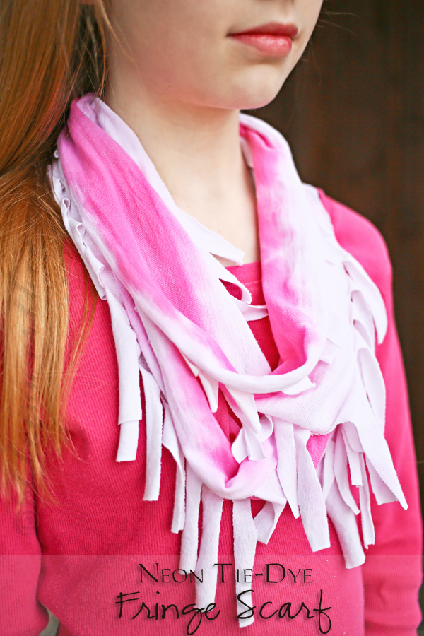 Neon Tie-Dye Fringe Scarf